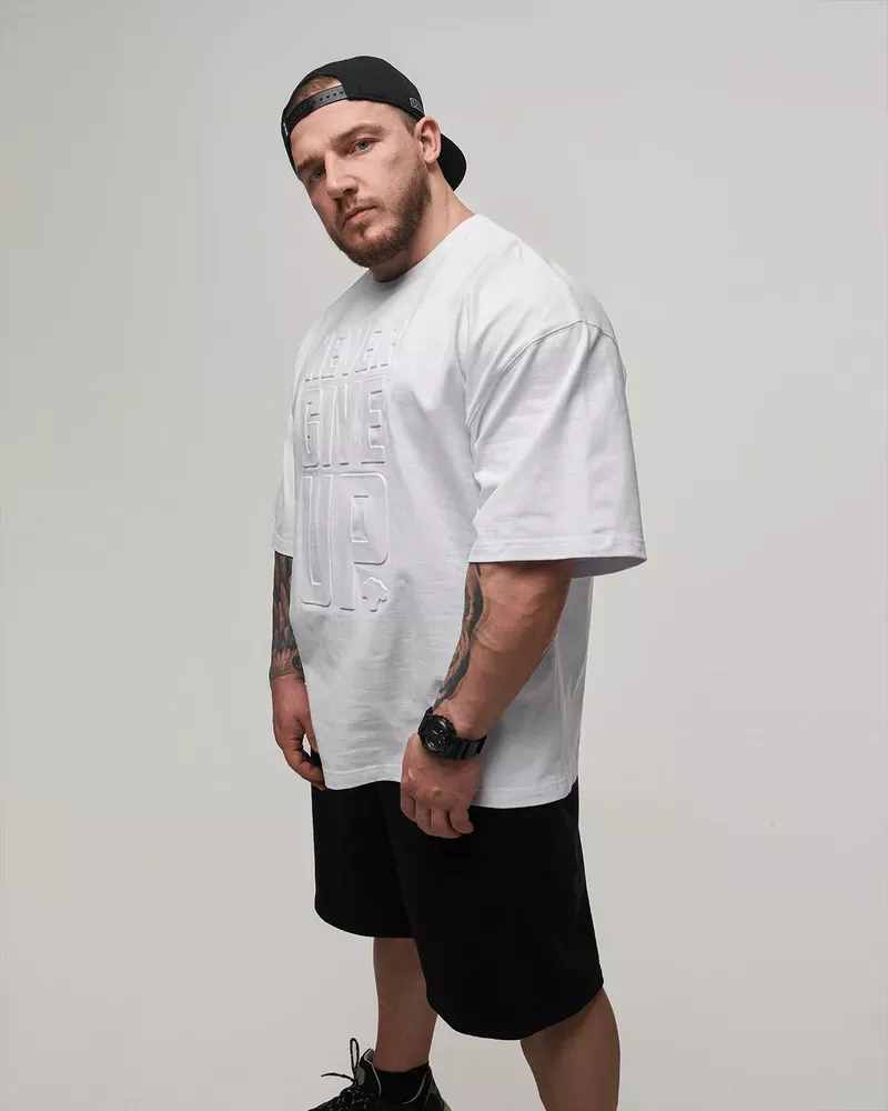 Master of Gains Футболка NEVER GIVE UP Белая